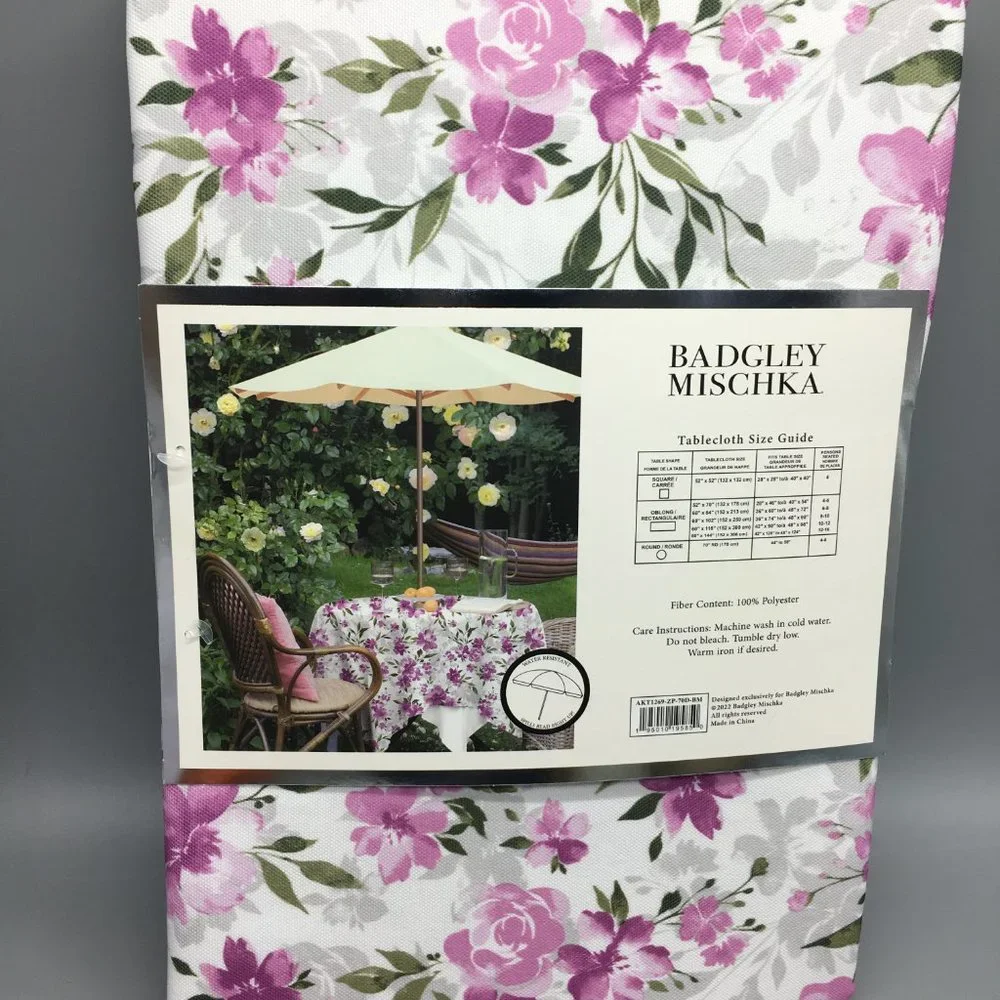 Badgley Mischka Floral Outdoor Tablecloth 70
